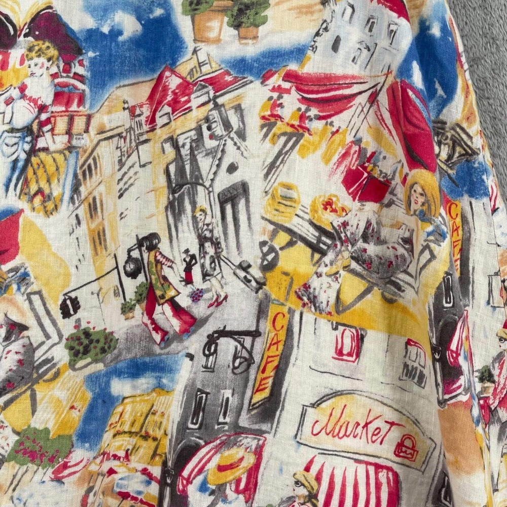 Liz Claiborne Linen Skirt Womens 12 Beige European Vacation Cafe Market Novelty - Picture 3 of 11